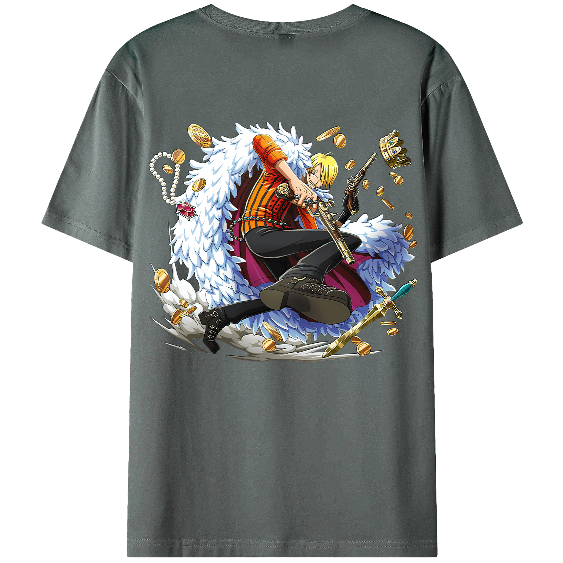 （画像用） ワンピース サンジ ONE PIECE Sanji 綿100％ メンズ半袖Tシャツ（バックプリント） 通気性